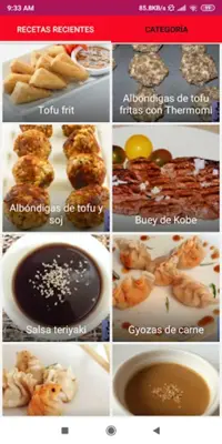 Recetas de comida Japonesa android App screenshot 1